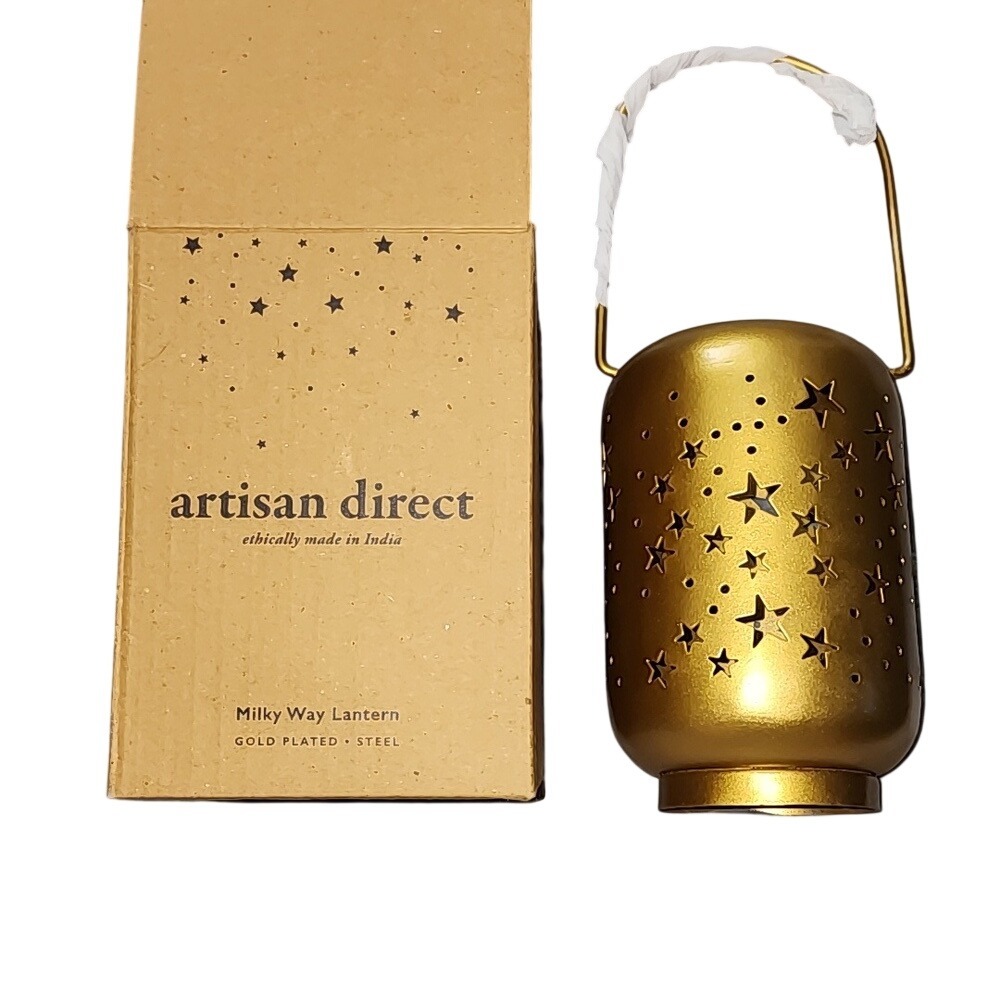 NIB Artisan Direct Milky Way Gold Plated Steel Lantern